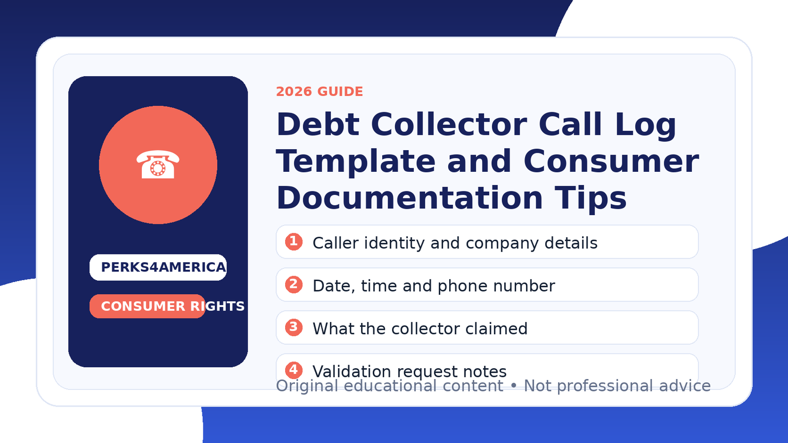 Debt Collector Call Log Template and Consumer Documentation Tips