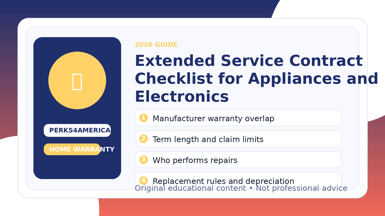 Extended Service Contract Checklist for Appliances and Electronics